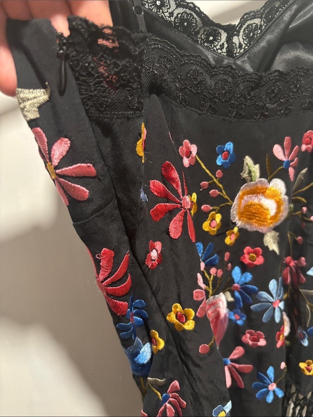 Cache Black Floral Embroidered Fringe Tank Top - Picture 7 of 9
